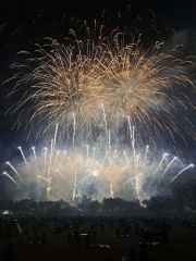 新得町の夜空に広がった花火