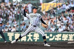 【夏の甲子園大会1回戦・白樺学園-創成館】白樺学園は右腕エースの半澤理玖が先発のマウンドに上がった(8月11日、須貝拓也撮影)