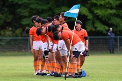 【北北海道大会1回戦・十勝合同-北見北斗】試合終了後、応援席へあいさつする十勝合同フィフティーン