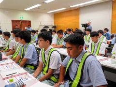 建設業の仕事について若手社員から学ぶ帯広工業高生