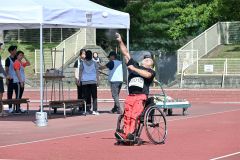 【男子ソフトボール投げ】全力でソフトボールを投げる斉藤伸弘選手(松村智裕撮影)