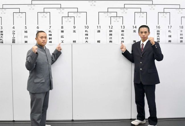 16日共に初戦の帯工と帯大谷が闘志 秋季道高校野球大会1回戦に登場