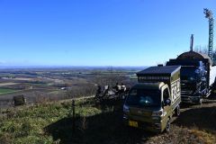 昨年11月に行われた天空サウナの実証実験。雄大な十勝平野を目の前にゆったりとした時間を過ごすことができる