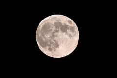 明るく市内を照らすスーパームーン(17日午後5時15分ごろ、十勝毎日新聞社前で。須貝拓也撮影)