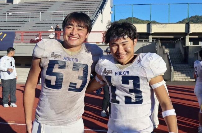 相馬(帯大谷高出)と岩上(帯三条高出)北海学園大の道学生アメフト選手権Vに貢献、全国へ闘志